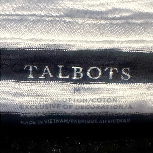 EUC Talbots Dark Navy & White Stripe Shirt w/ Red Palm Trees - women’s medium - Picture 5 of 5